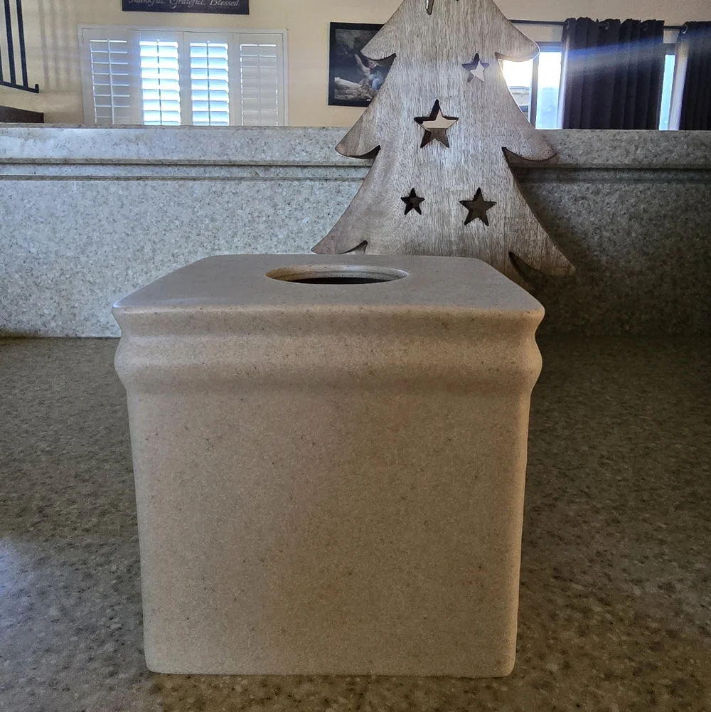 Elegant Beige Square Resin Tissue Box Cover - Picture 4 of 5
